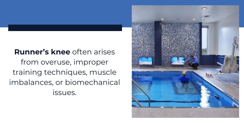 woman doing hydrotherapy for runner's knee