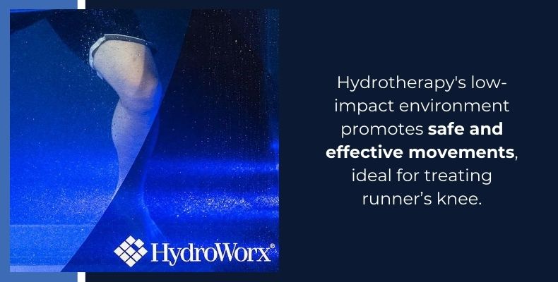 man working out his knee in water