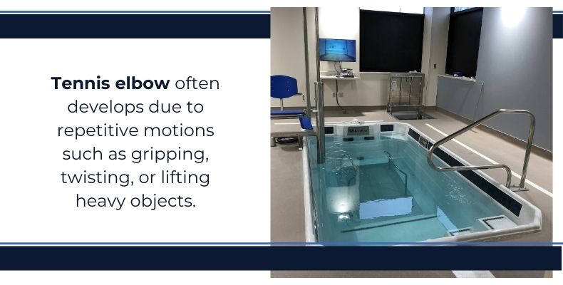 Tennis elbow often develops due to repetitive motions